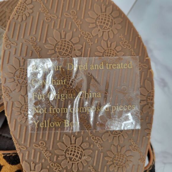 Yellow Box Leopard Dyed Calf Hair Leopard Print Flip Flop Thong Sandals NEW - Picture 7 of 8